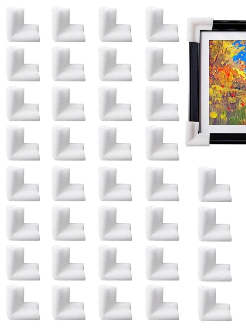48 Pcs Thickened Foam Corner Protectors for TV,Picture,and Mirror Frames,moving